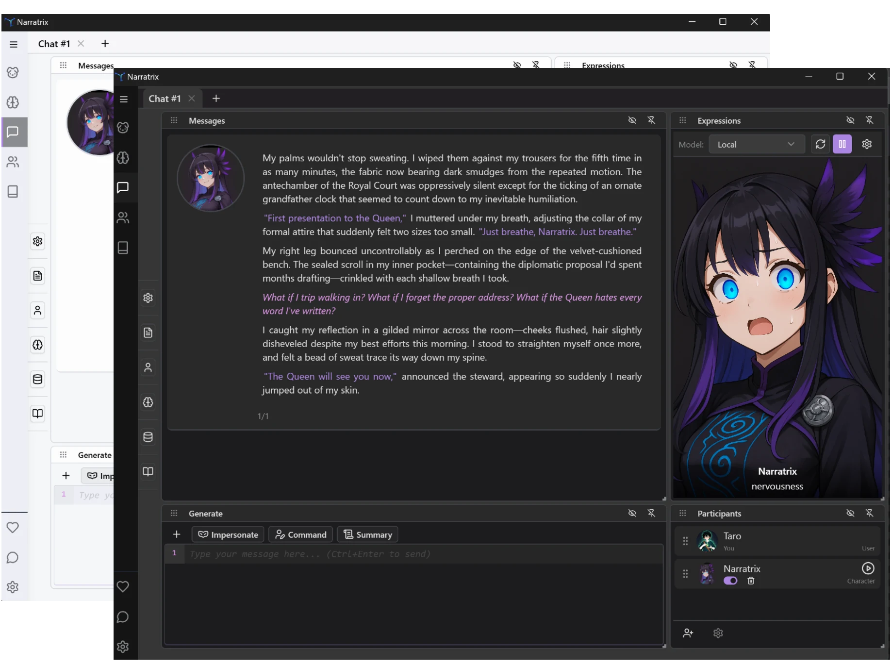 Narratrix Story board screen